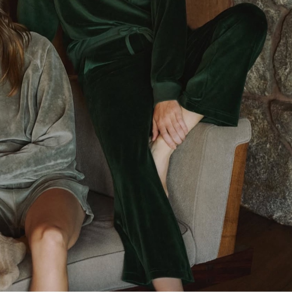 Pact organic pure velour wide leg pant dark spruce